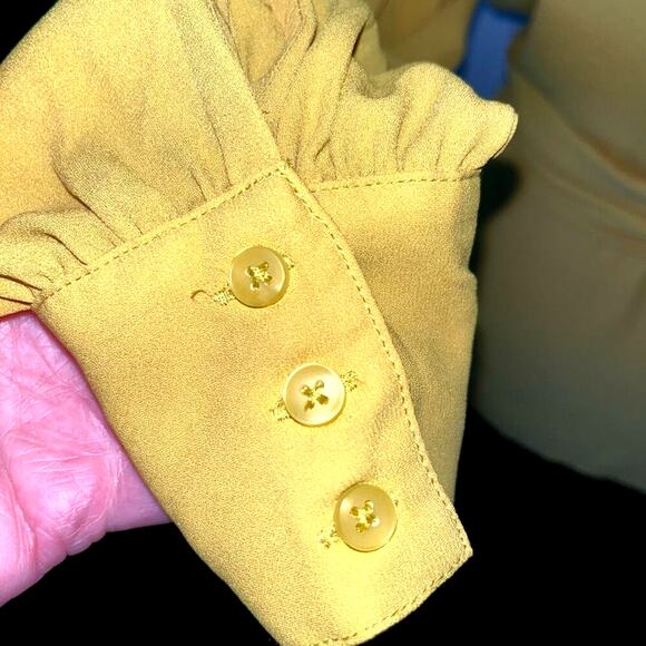 Ann Taylor golden v-neck belted blouse small - Picture 4 of 7